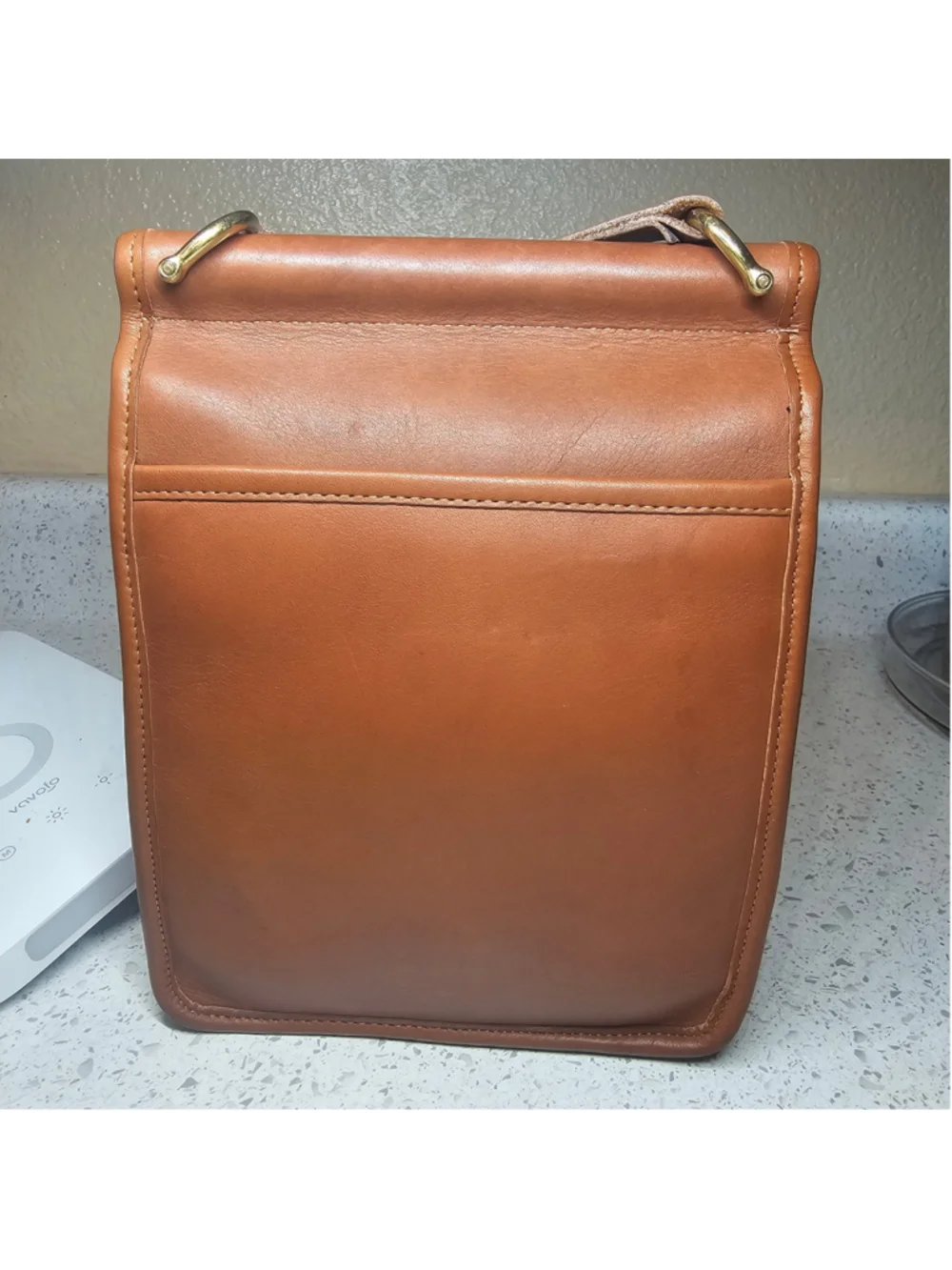 Vintage Coach British Tan Leather Dowel Crossbody Bag - Picture 2 of 13